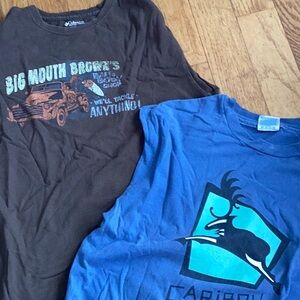 Vintage cut off T-shirts CARIBOU COFFEE & COLUMBIA & Big Mouth Brown Sz M/Lg